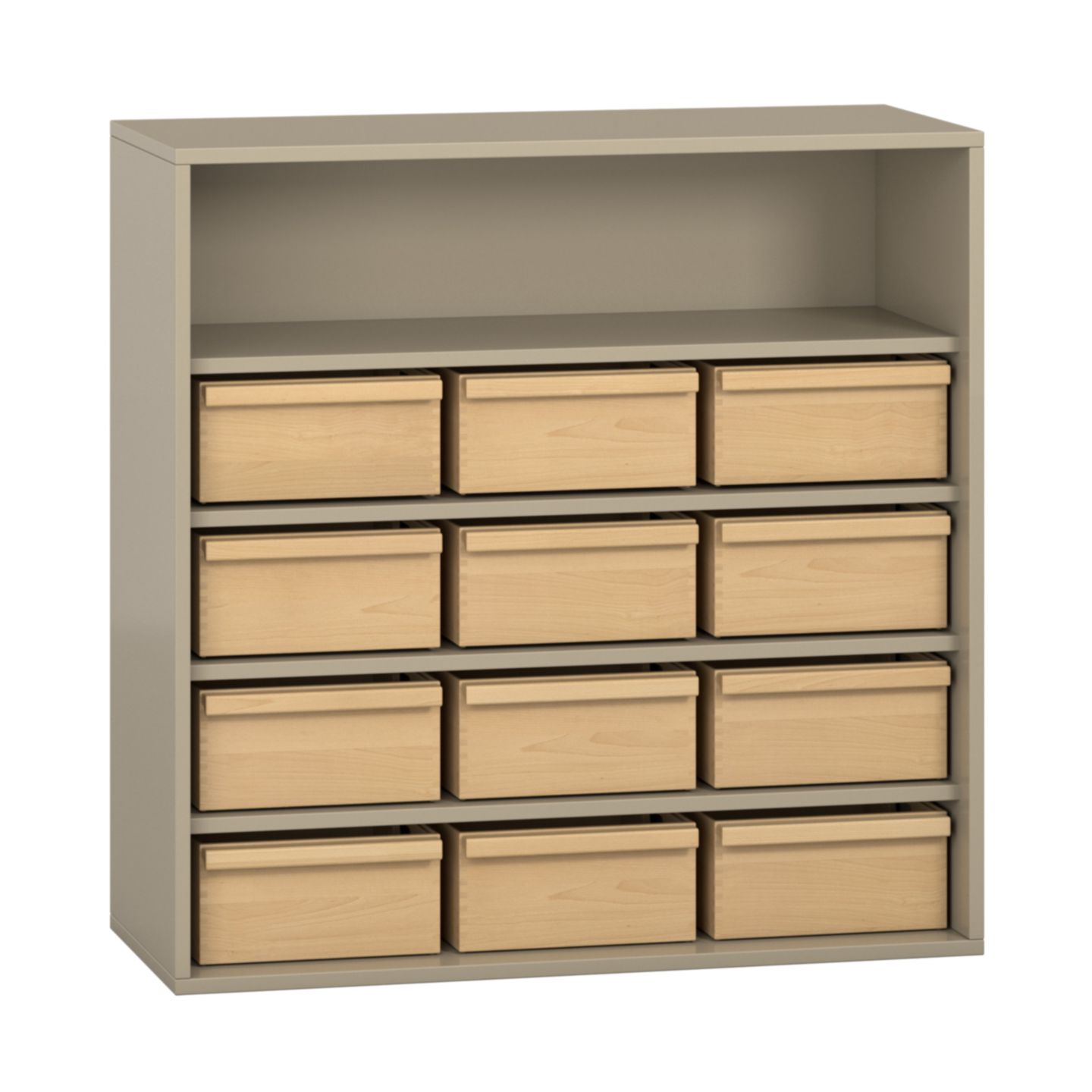 Pureo Materialschrank Dekor mit 12 Materialkästen, B 100 x H 100 x T 42 cm