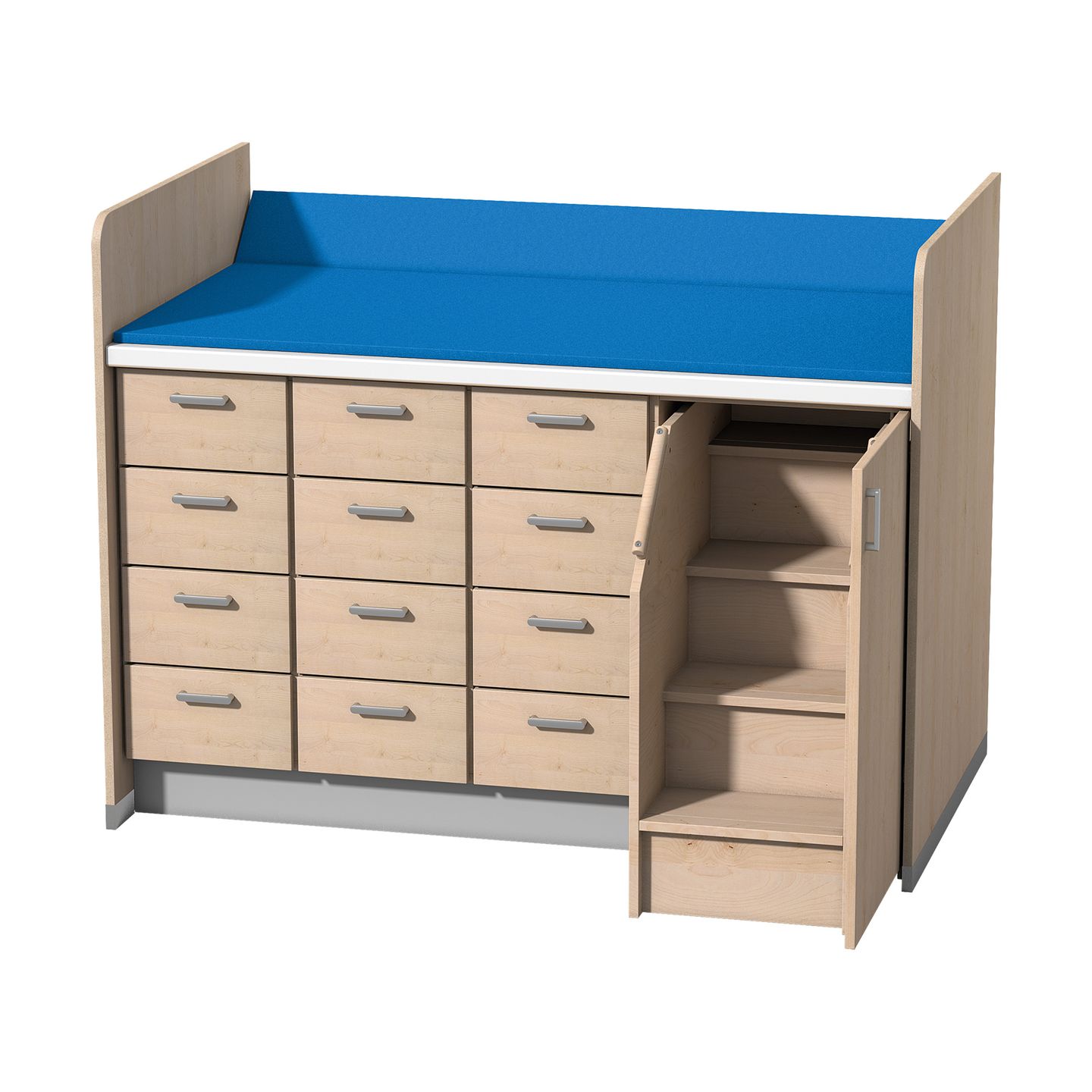 Wickelanlage mit 12 Schubkästen und Aufstiegshilfe rechts inkl. Tür