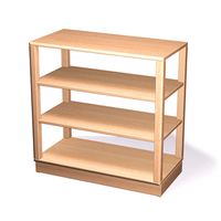 Turmregal mit Rollen mit 2 Einlegeböden, Buche massiv, B 80 x H 80 x T 40 cm