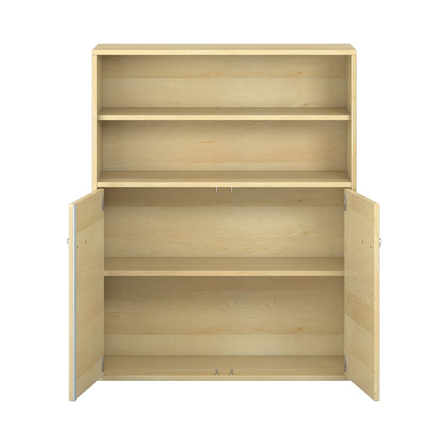 Pureo Türenschrank mit Doppeltür, oben offen, Furnier, B 100 x H 125 x T 42 cm
