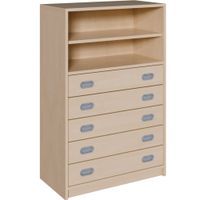 Schrank mit 5 Schubladen, oben Regal mit 1 Einlegeboden, B 102 x H 120 x T 40 cm