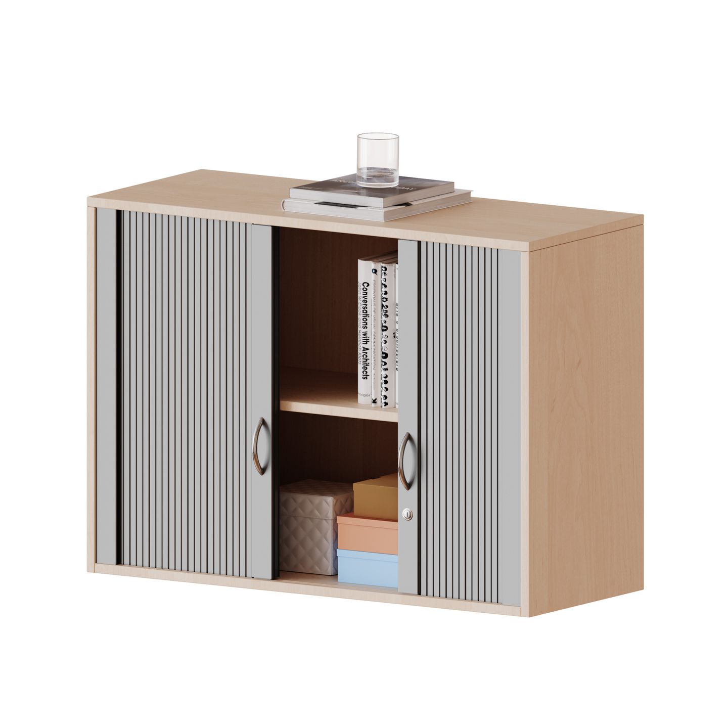 Aufsatzschrank mit Rollo und 1 Einlegeboden, abschliessbar, B 100 x H 72 x T 50 cm