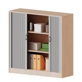 460.005.652K - Schrank mit Rollo, Sockel und 2 Einlegeböden, abschliessbar, B 100 x H 118 x T 40 cm