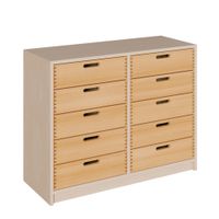 Schrank mit 10 Massivholzkästen, B 102 x H 80 x T 40 cm