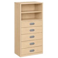 Schrank mit 5 Schubladen, oben Regal mit 1 Einlegeboden, B 52 x H 120 x T 40 cm