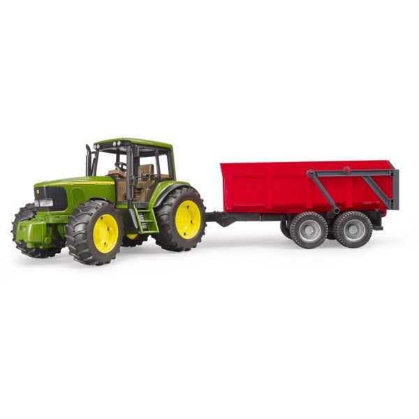 John Deere mit Wannenkippanhänger