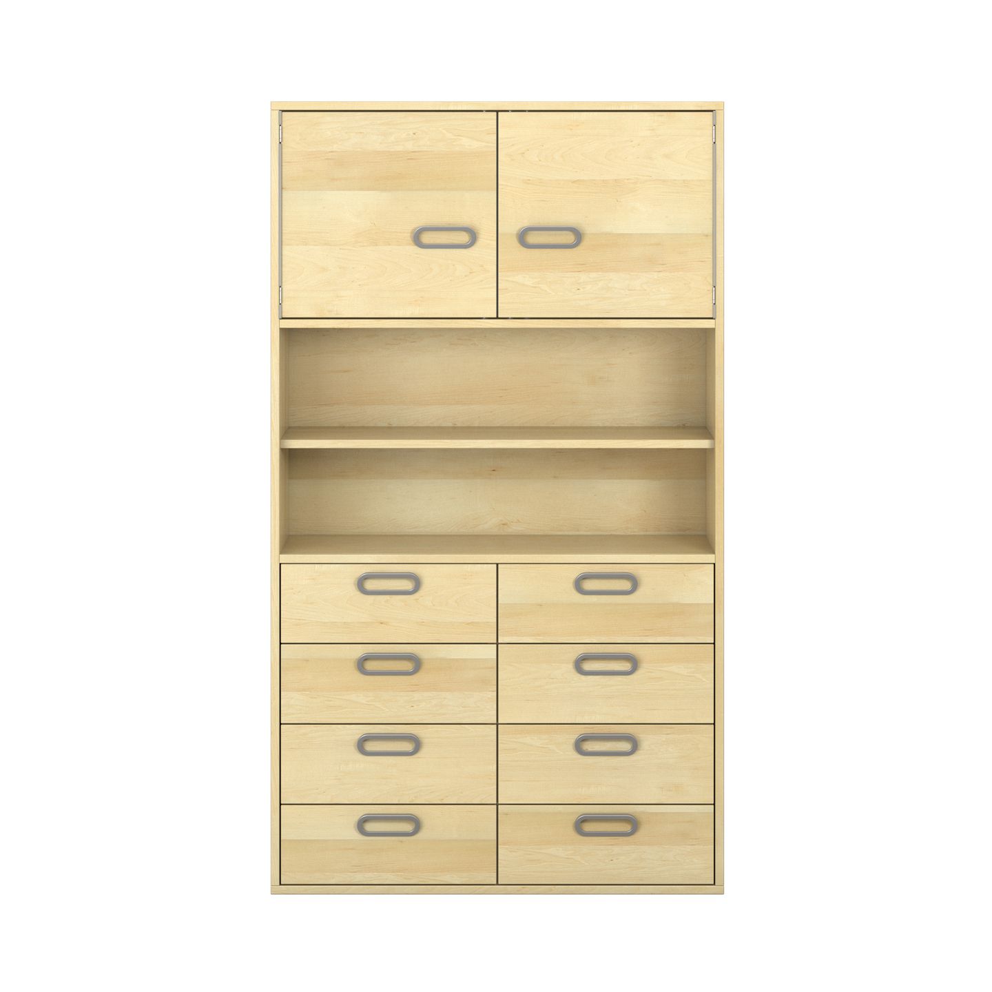 Pureo Türenschrank mit 8 Schubkästen, oben Doppeltür, Furnier
mit 3 Einlegeböden
B 100 x H 175 x T 42 cm