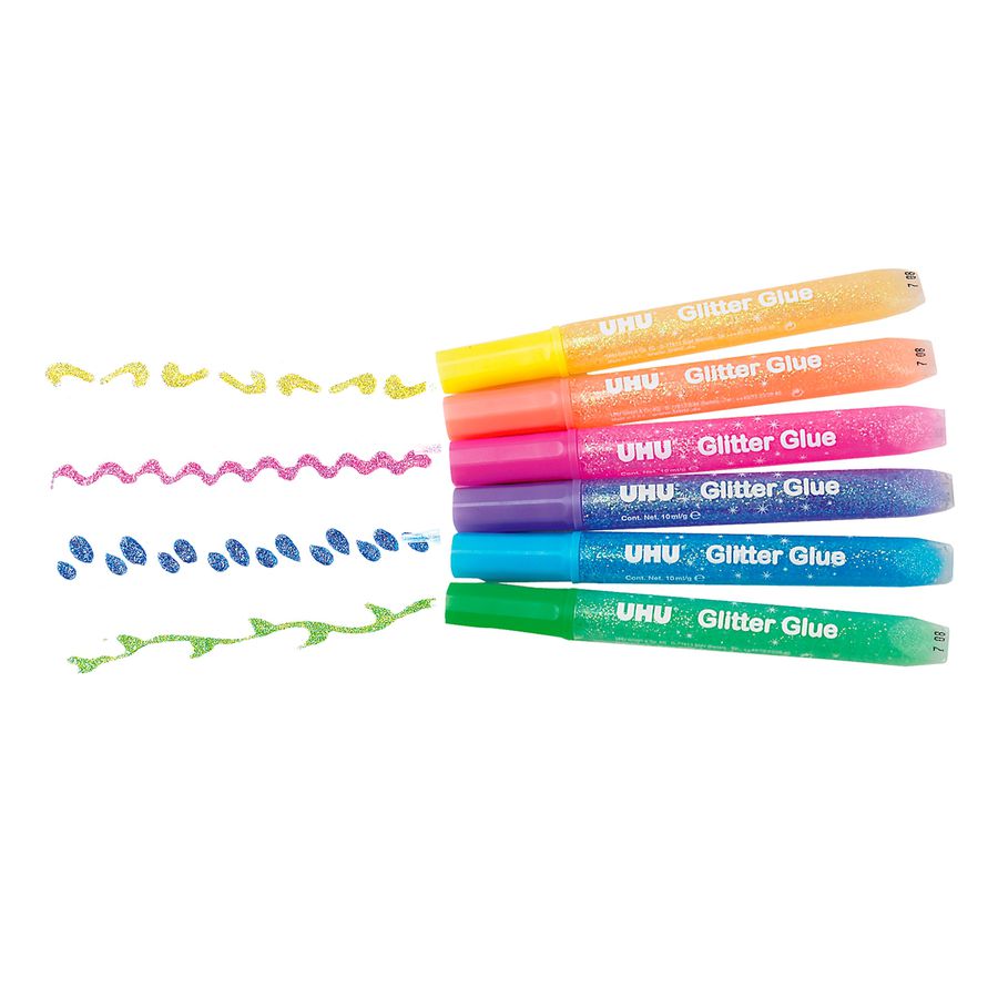 UHU Glitter Glue Shiny, 6 Farben