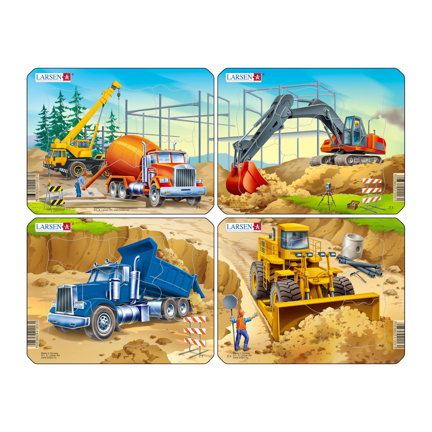 Baufahrzeuge, Mini Puzzles 4 Stk.