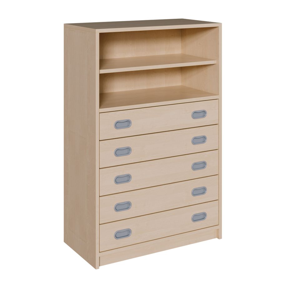 Schrank mit 5 Schubladen, oben Regal mit 1 Einlegeboden, B 78 x H 120 x T 40 cm