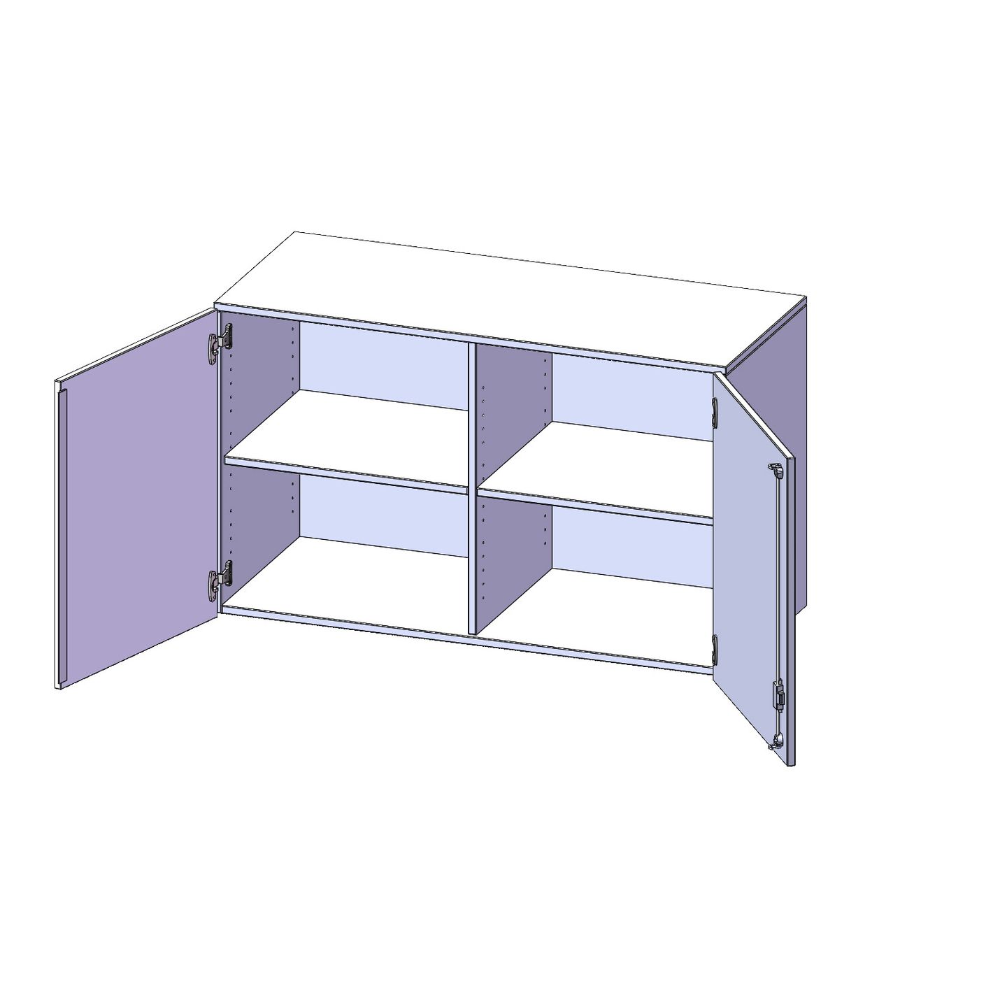 Aufsatzschrank mit 2 Türen abschliessbar, mit Mittelwand, B 120 x H 72 x T 40 cm