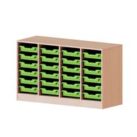 ErgoTray Regal mit 24 Boxen limonengrün, Dekor Birke B 138,7 x H 82 x T 40 cm