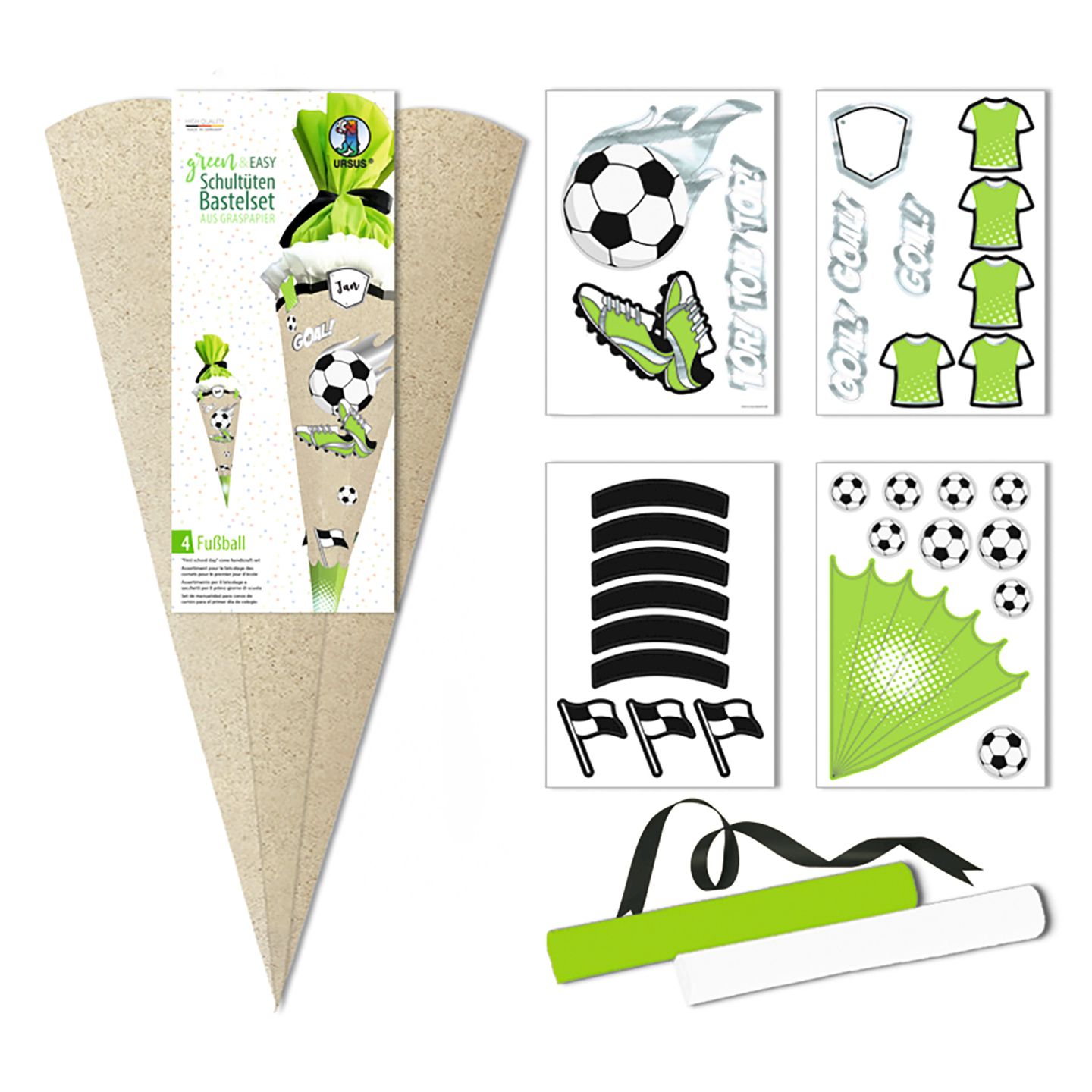 Schultüten Bastelset Fussball Graspapier