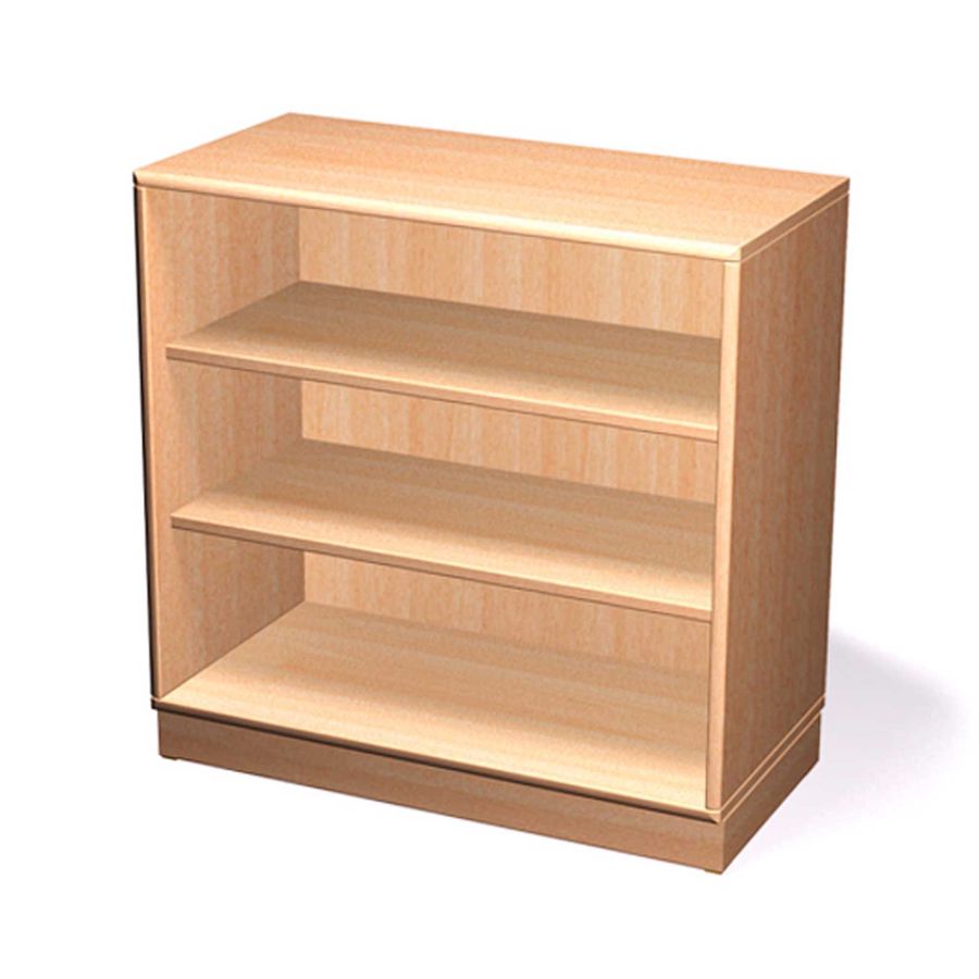 Materialschrank offen mit Sockel und 2 Einlegeböden, Massivholz Buche, B 80 x H 80 x T 40 cm