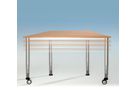 Trapez-Tisch höhenverstellbar, B140 x H58-76 x S70/70/70 cm, Melaminharz Belag, fahrbar