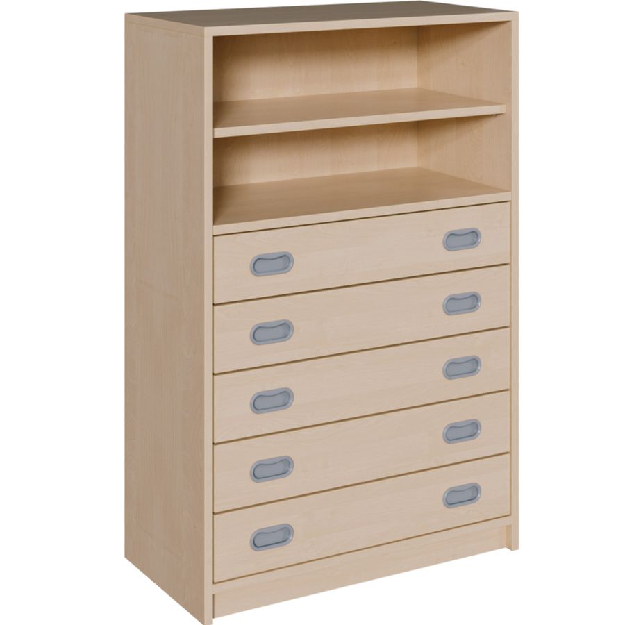 Schrank mit 5 Schubladen, oben Regal mit 1 Einlegeboden, B 102 x H 120 x T 40 cm