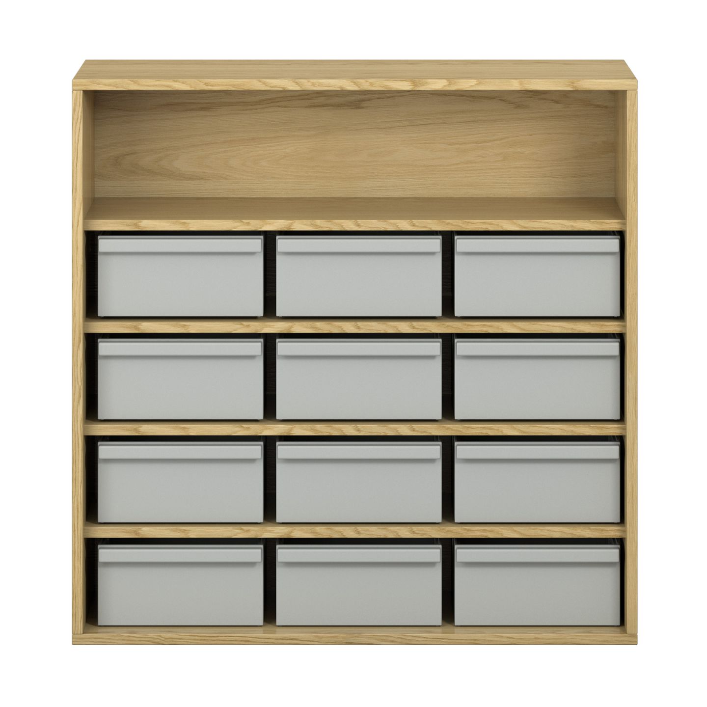 Pureo Materialschrank Furnier mit 12 Kästen, mit 4 Einlegeböden, B 100 x H 100 x T 42 cm