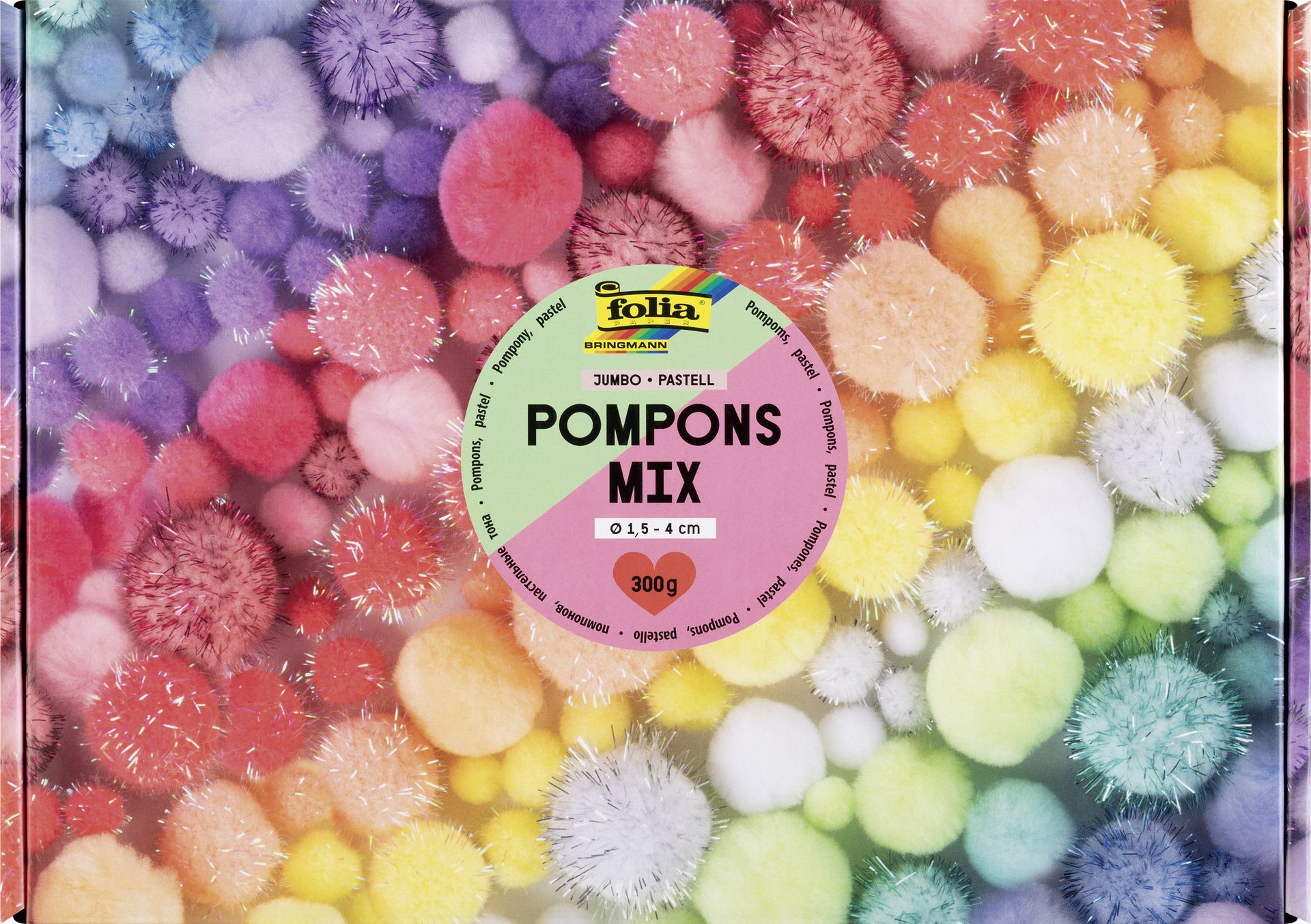 Pompons Mix Jumbo Pastell, 300 g