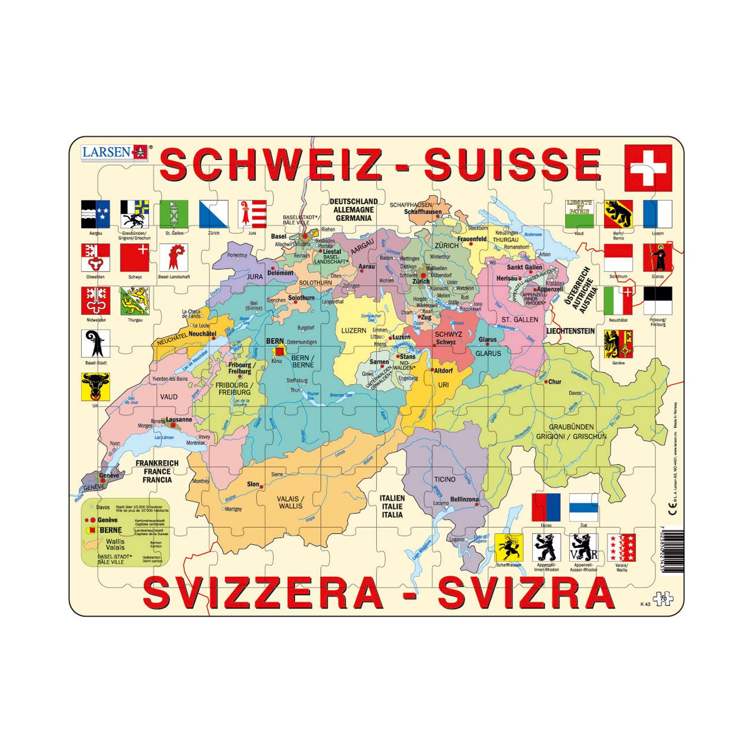 Kantone der Schweiz, Puzzle 70 Teile