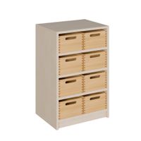 Schrank mit 8 hohen Massivholzkästen, B 52 x H 80 x T 40 cm