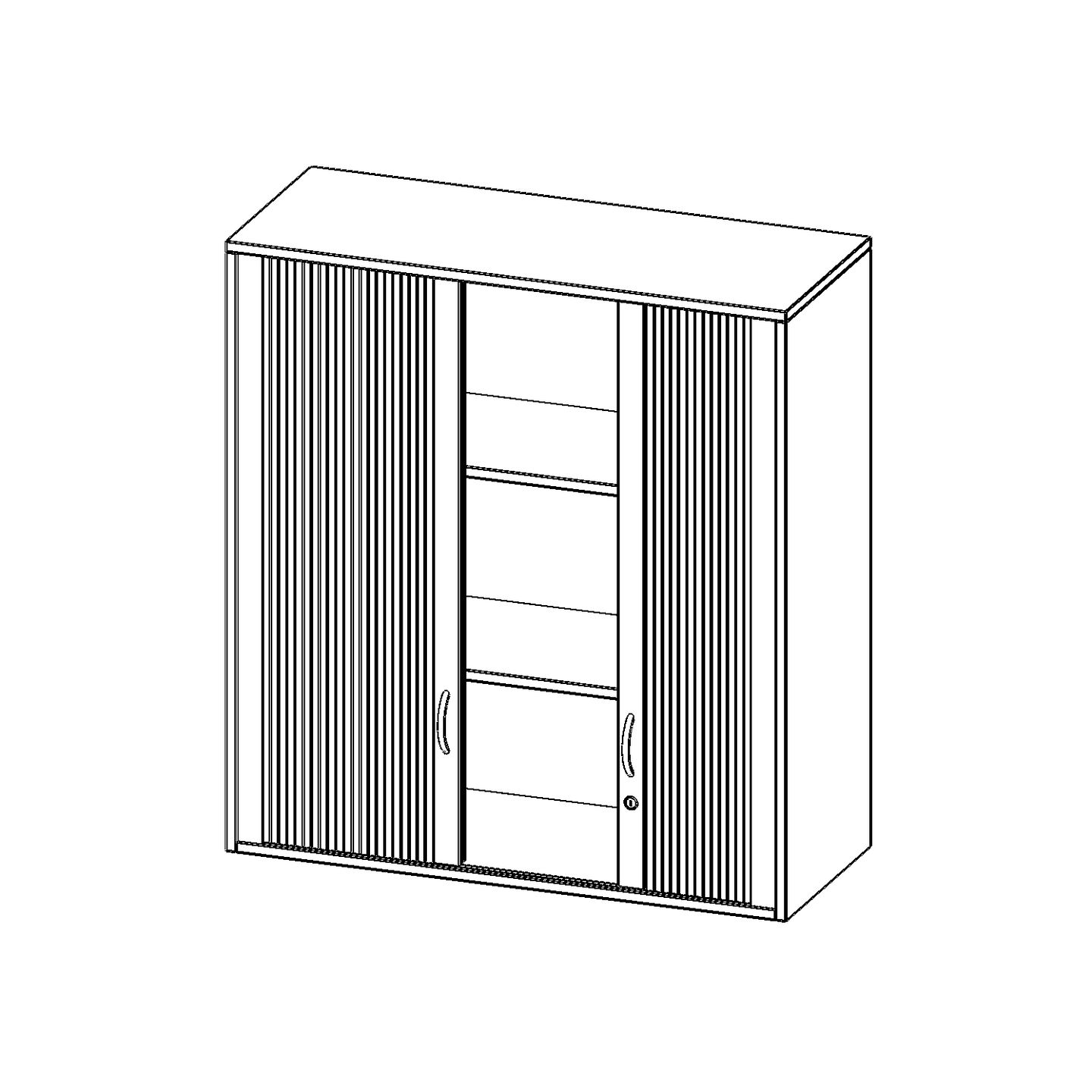Aufsatzschrank mit Rollo und 2 Einlegeböden, abschliessbar, B 100 x H 108 x T 40 cm