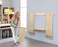 444.208.489.01 - Wandklapptisch eckig in K177 Buche, L 120 x B 70 cm, Tischhöhe 53 cm