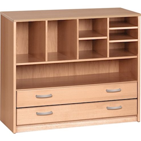 Regalschrank mit Unterteilungen Forminant, K177 Buche Echtholz, B 100 x H 83,6 x T 39,4 cm