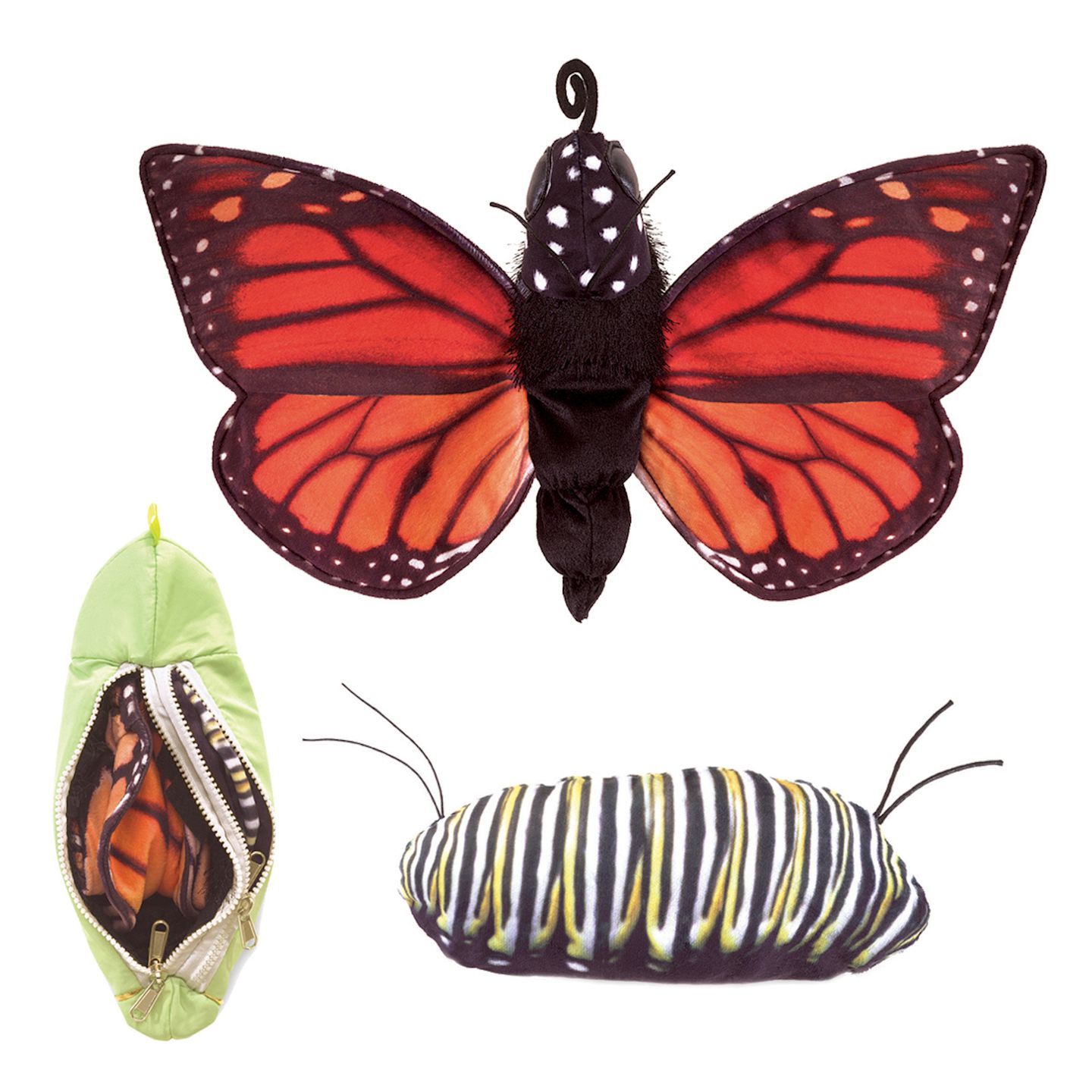Schmetterling Metamorphose Handpuppe 56 cm