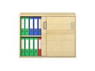 Pureo Portfolioschrank mit Schiebetüren, Furnier
mit 1 Mittelwand und 2 Einlegeböden
B 100 x H 75 x T 42 cm