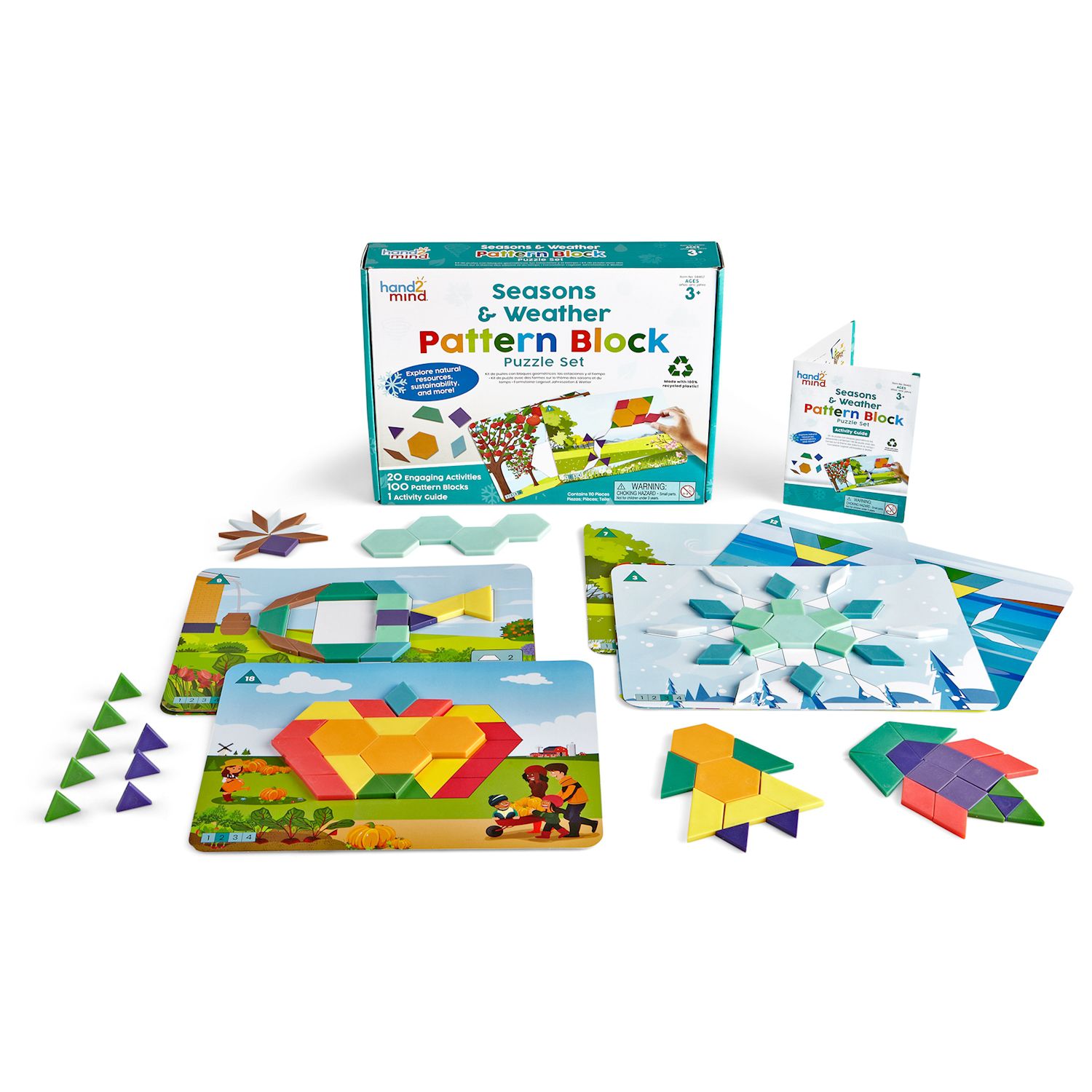 Jahreszeiten und Wetter Pattern Block Puzzle Set