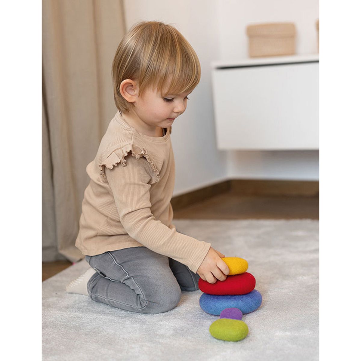 Filz Regenbogen Steine 5 Stk.