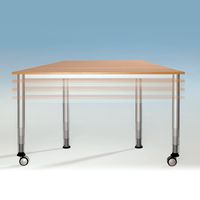 Trapeztisch, B 140 x T 70/70cm höhenverstellbar von 58-76 cm und fahrbar mit 2 Rollen