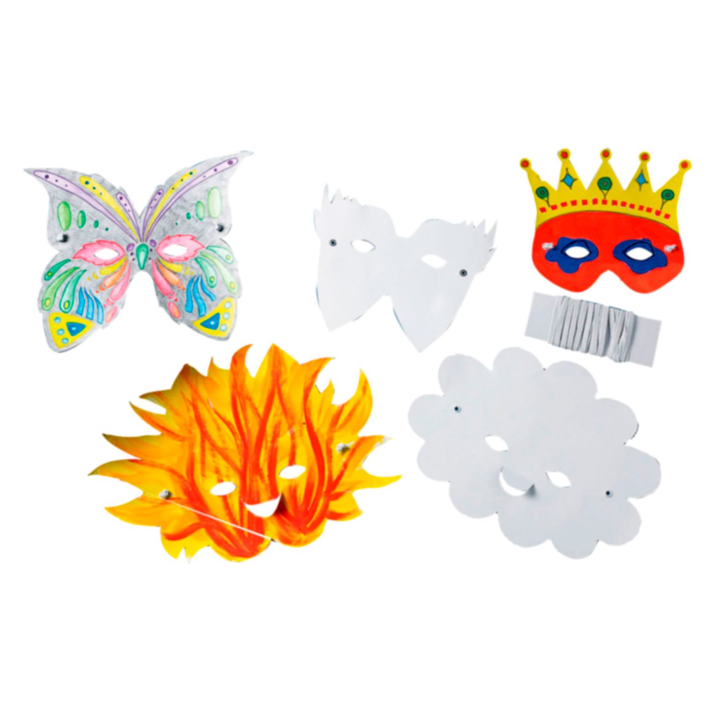 Maske mit Gummiband weiss, 5er-Set