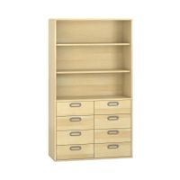 Pureo Türenschrank mit 8 Schubkästen, oben offen, Furnier
mit 3 Einlegeböden
B 100 x H 175 x T 42 cm