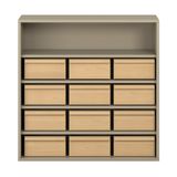 444.012.016K - Pureo Materialschrank Dekor mit 12 Materialkästen, B 100 x H 100 x T 42 cm