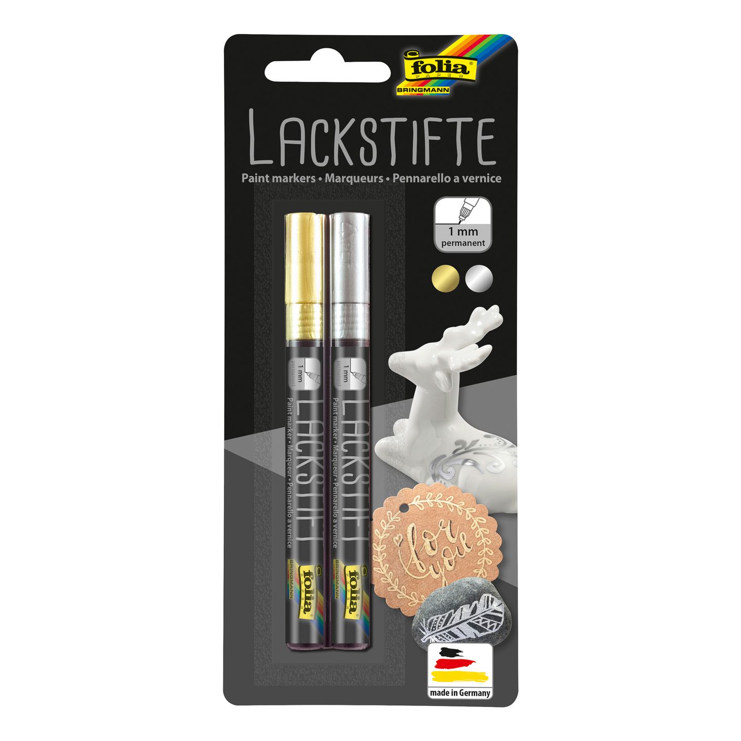 Lackstifte Gold + Silber, 1 mm