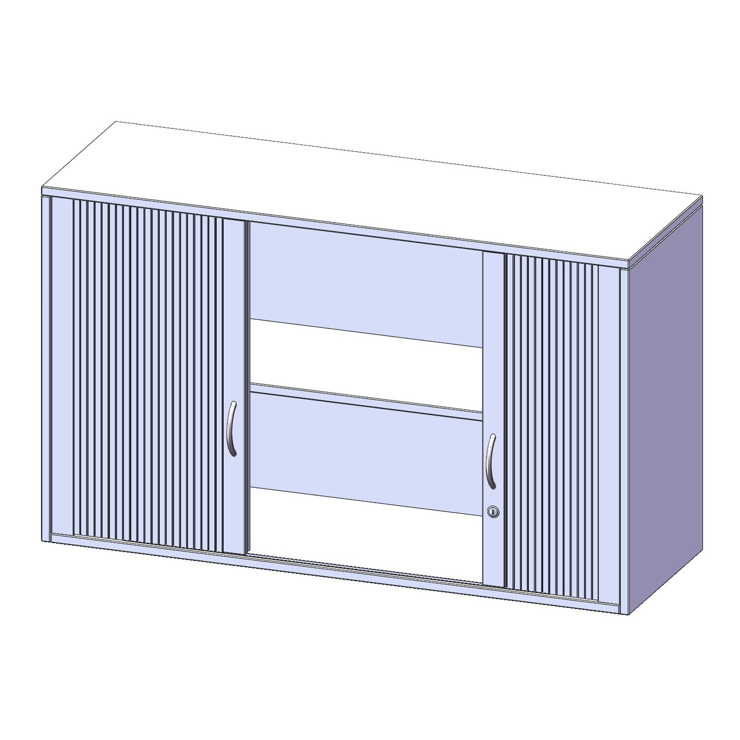 Aufsatzschrank mit Rollo und 1 Einlegeboden, abschliessbar, B 100 x H 72 x T 50 cm
