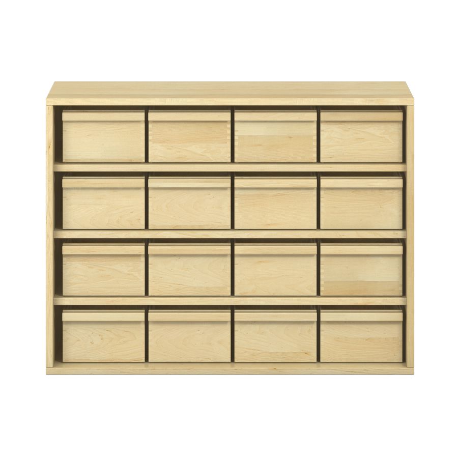 Pureo Materialschrank Furnier mit 16 Kästen, mit 3 Einlegeböden, B 100 x H 75 x T 42 cm
