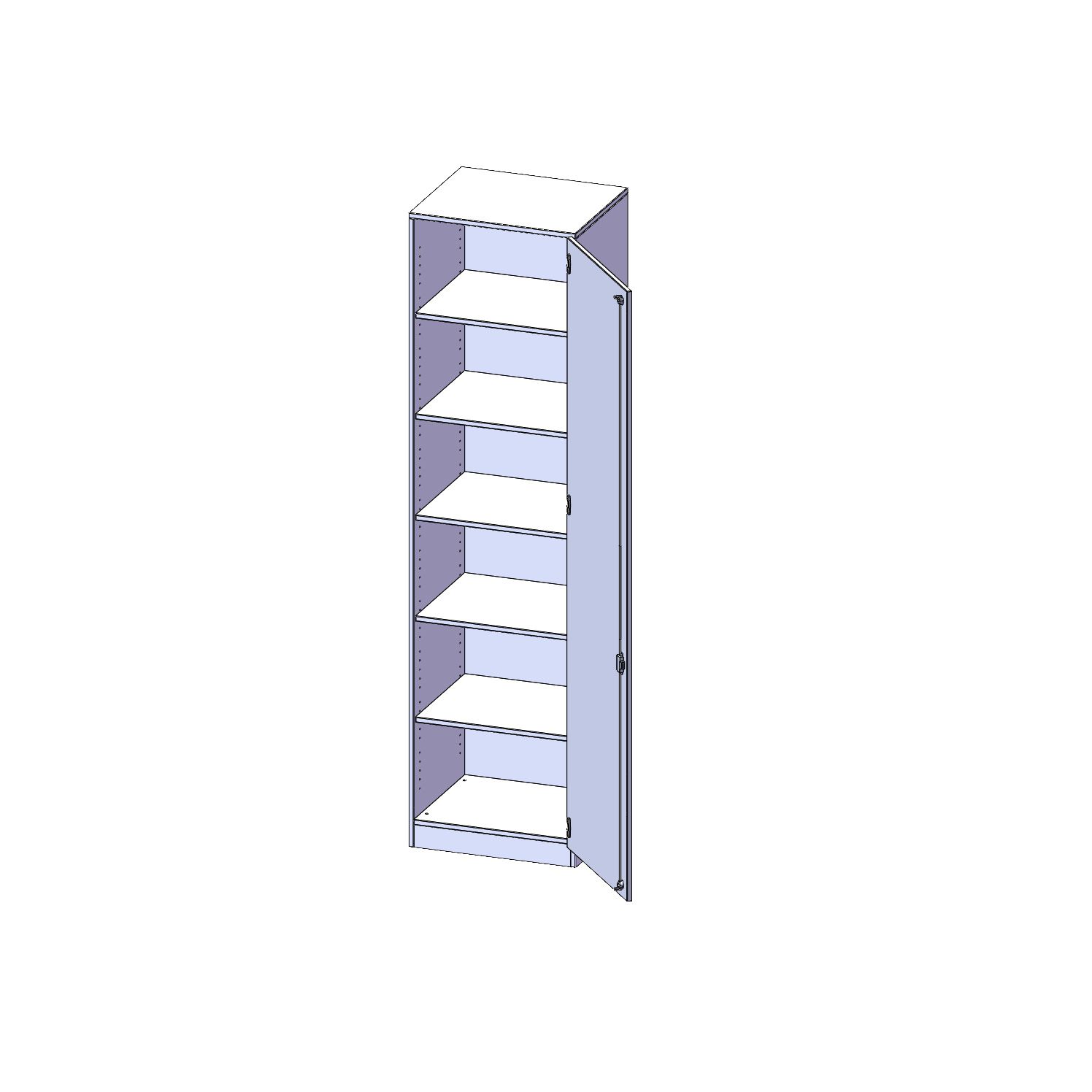 Schrank mit Sockel und 1 Tür abschliessbar, 5 Einlegeböden, B 60 x H 226 x T 50 cm