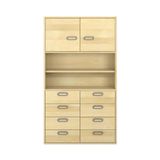 444.014.123K - Pureo Türenschrank mit 8 Schubkästen, oben Doppeltür, Furnier
mit 3 Einlegeböden
B 100 x H 175 x T 42 cm