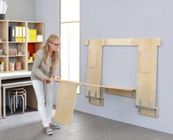 Wandklapptisch eckig in K177 Buche, L 120 x B 70 cm, Tischhöhe 53 cm