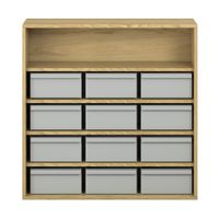 Pureo Materialschrank Furnier mit 12 Kästen, mit 4 Einlegeböden, B 100 x H 100 x T 42 cm