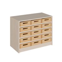 Schrank mit 15 flachen Massivholzkästen
B 78 x H 60 x T 40 cm