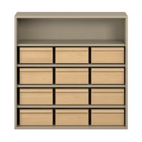 Pureo Materialschrank Dekor mit 12 Materialkästen, B 100 x H 100 x T 42 cm