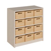Schrank mit 12 hohen Massivholzkästen, B 78 x H 80 x T 40 cm