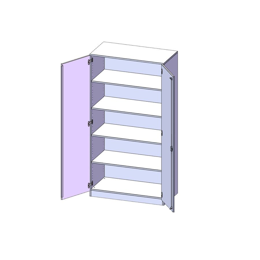 Doppeltürenschrank mit Sockel und 4 Einlegeböden, B 100 x H 190 x T 50 cm