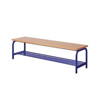 Stahlgarderobe Sitzbank in P1A lichtgrau, RAL5024 pastellblau L 200 x Sitzhöhe 43 x T 39 cm