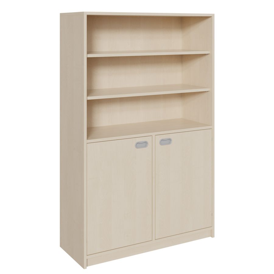 Regal mit Doppeltüren und Sockel, unten mit Mittelwand, mit 6 Einlegeböden, B 102 x H 160 x T 40 cm