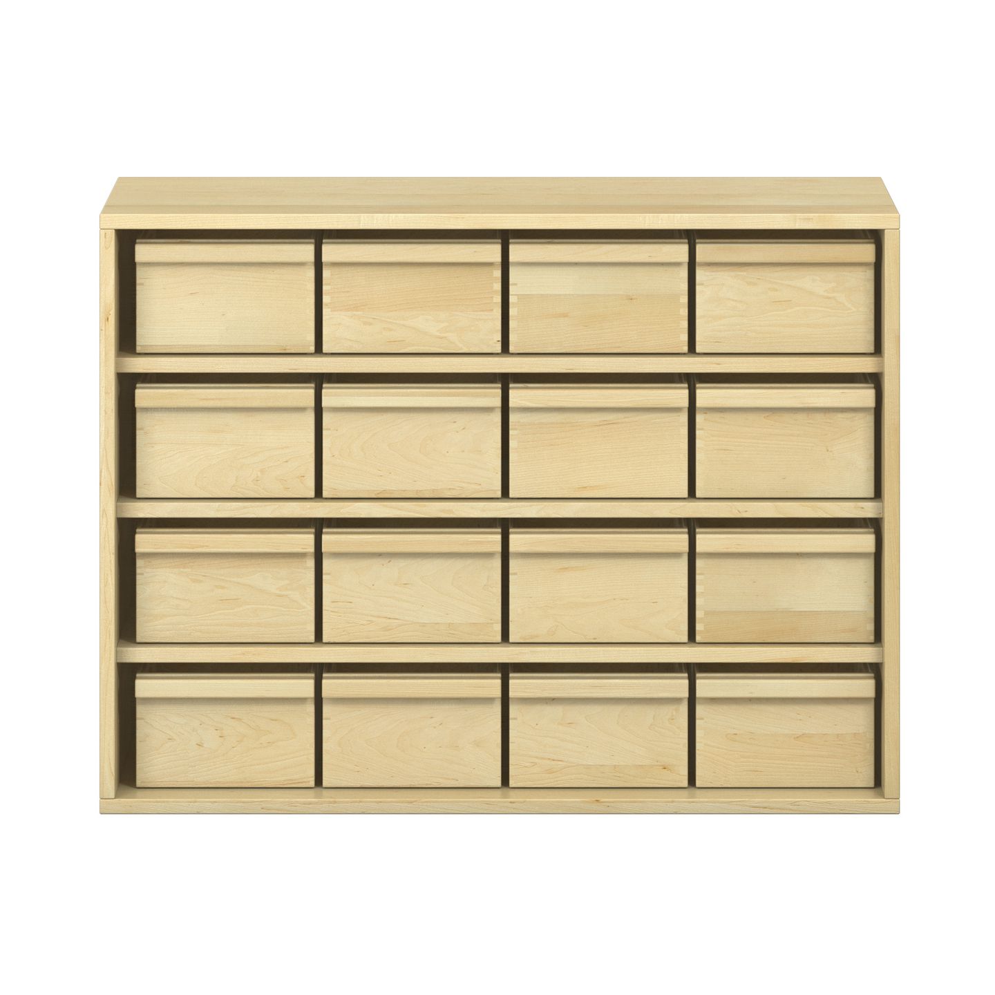 Pureo Materialschrank Furnier mit 16 Kästen, mit 3 Einlegeböden, B 100 x H 75 x T 42 cm