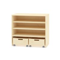 Bausteinschrank mit zwei Bausteinwägen, Dekor, B 90 x H 80 x T 40 cm